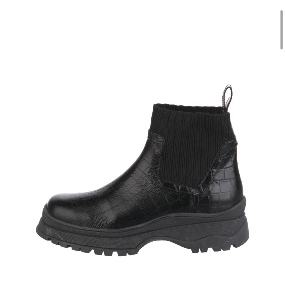 Staud Bow Croc-embossed leather ankle boot